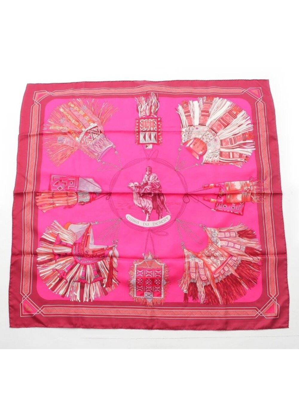 Hermes Carre 90 Silk Scarf Cuirs du Desert Leather Ornament Pink